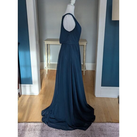 Azazie Formal Lace Back Navy Prom Bridesmaid Dress Size 2-4 - Picture 6 of 12